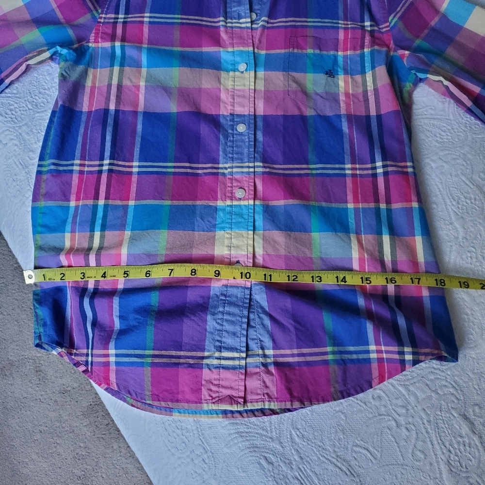 Lauren by Ralph Lauren Purple & Pink Plaid  Shirt - EUC - Picture 6 of 9